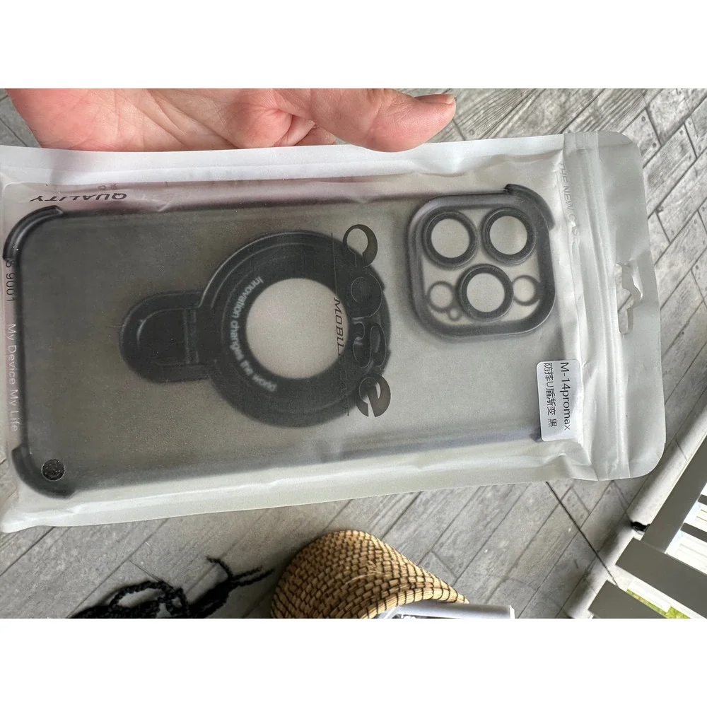 Mobile Case iPhone 14 Pro Max Clear Protective Cover‎ with Ring Holder Black